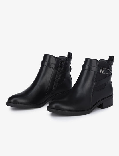 Bottines à sangle stylisée - Noir - 1