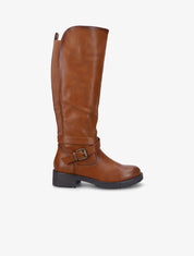 Bottes cavalières élastiquées à brides - Camel - 1