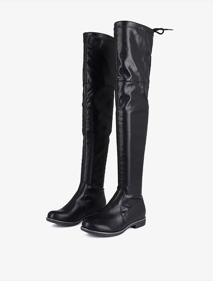 Cuissardes plates en simili - Noir - 1