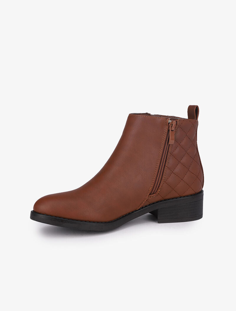 Bottines à contrefort matelassé - Camel - 4