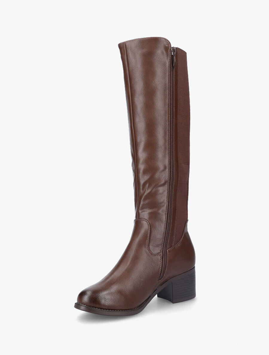 Bottes à talon et contrefort élastiqué - Marron - 3