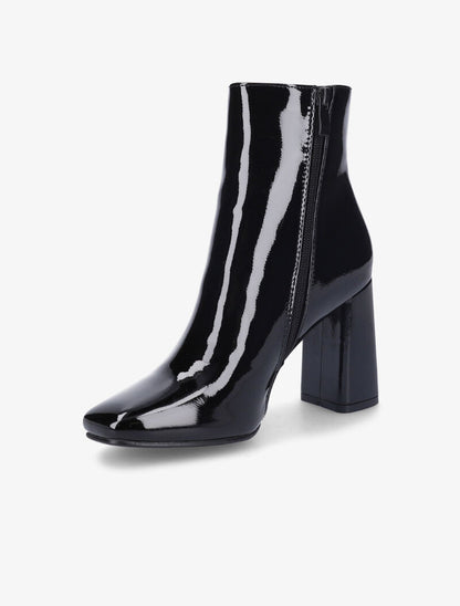 Bottines vernies à talon haut et bouts carrés - Noir - 3