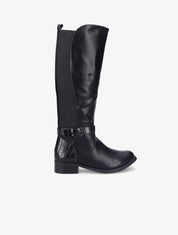 Bottes en simili à détails croco - Noir - 5