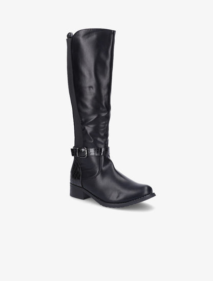 Bottes en simili à détails croco - Noir - 2