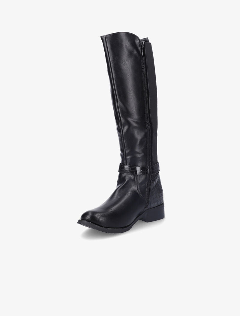 Bottes en simili à détails croco - Noir - 4