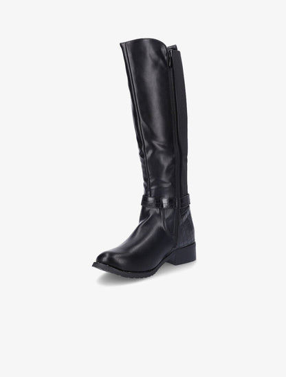 Bottes en simili à détails croco - Noir - 4