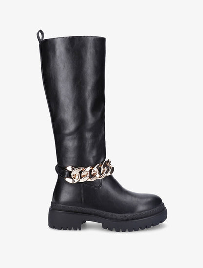 Bottes en simili à détail chaîne - Noir - 2