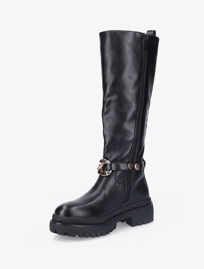 Bottes en simili à détail chaîne - Noir - 4