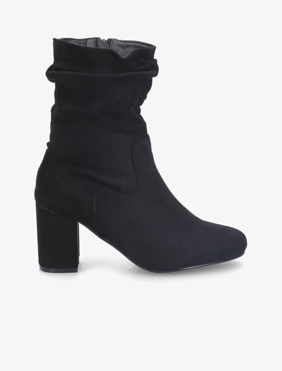 Bottines en suédine à effet plissé - Noir - 2