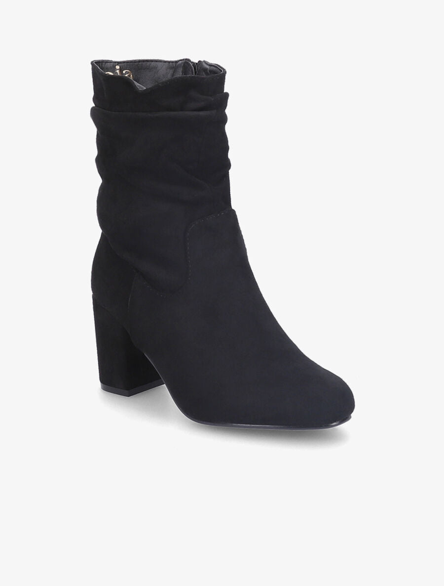 Bottines en suédine à effet plissé - Noir - 3