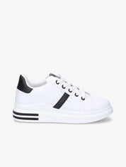 Sneakers simili à détails suédés - Blanc/noir - 5