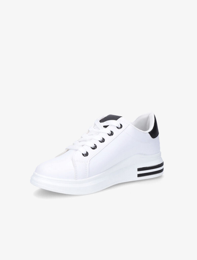 Sneakers simili à détails suédés - Blanc/noir - 3