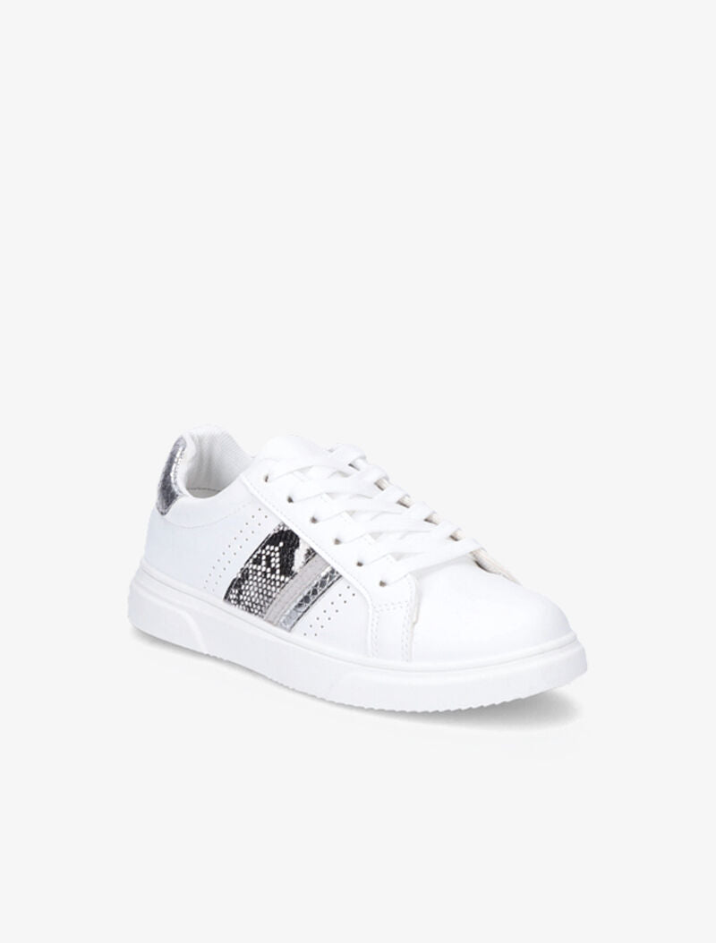 Sneakers à détails imprimés multi matière - Blanc/argent - 3
