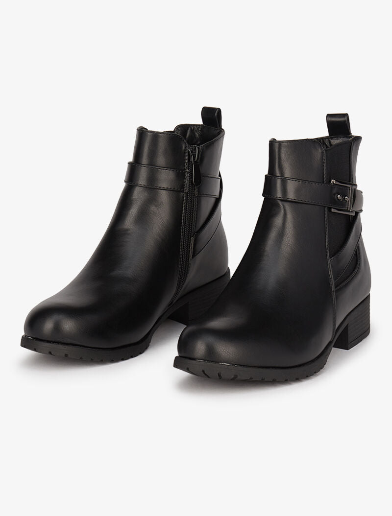 Bottines plates à cheville sanglée - Noir - 4
