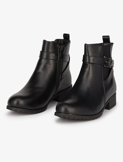 Bottines plates à cheville sanglée - Noir - 4