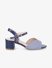 Sandales bi-matière à ganse stylisée - Bleu - 5