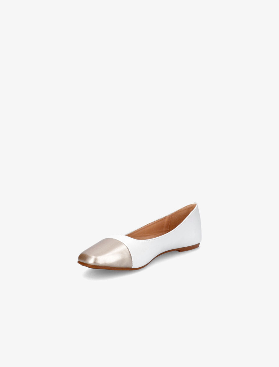 Ballerines à bout contrastant - Blanc/or - 3