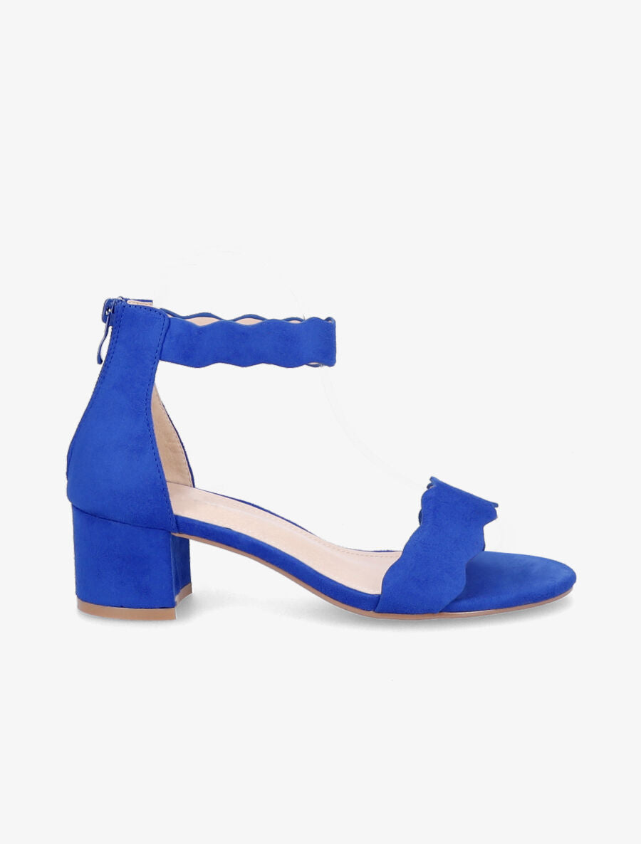 Sandales en suédine à bride et ganse ondulées - Bleu électrique - 2
