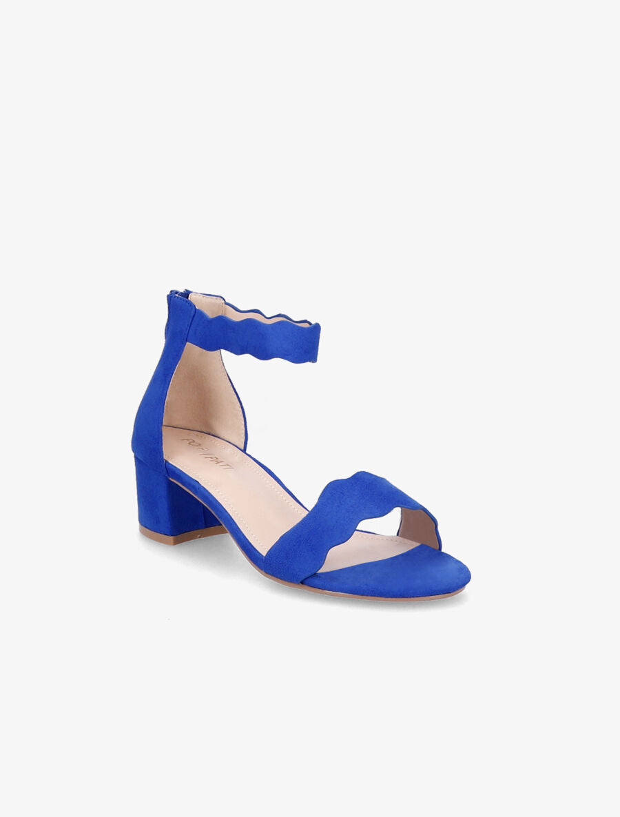 Sandales en suédine à bride et ganse ondulées - Bleu électrique - 3