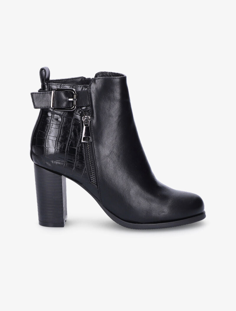 Bottines à talon et bride - Noir - 2