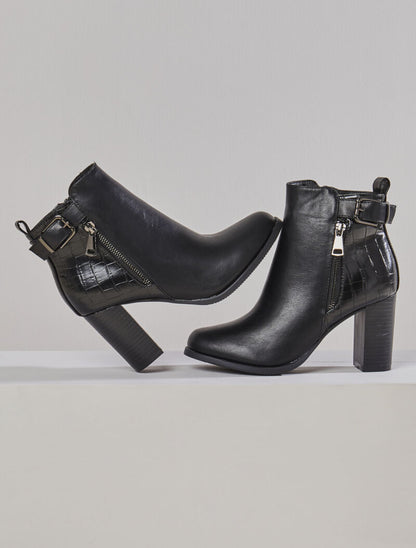 Bottines à talon et bride - Noir - 5