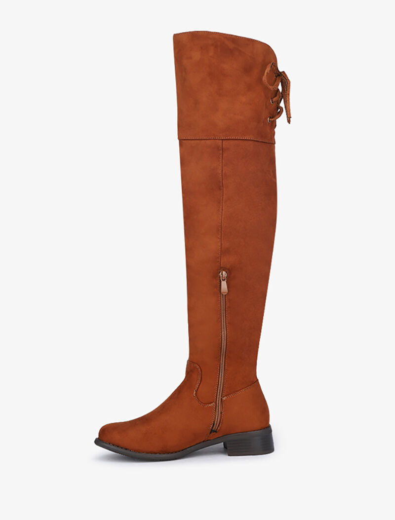 Cuissardes suédées à lacets - Camel - 3