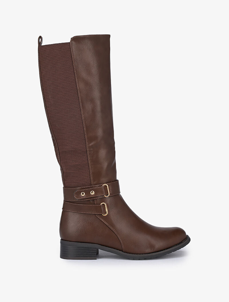 Bottes à bride et bandes élastiquées - Marron - 2