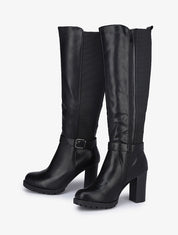 Bottes à talons et bandes élastiquées - Noir - 5