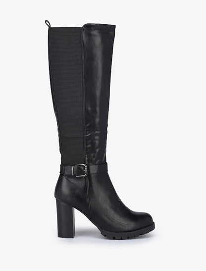 Bottes à talons et bandes élastiquées - Noir - 2