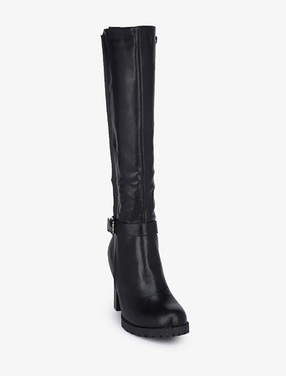 Bottes à talons et bandes élastiquées - Noir - 3