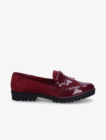 Mocassins bi-matière à franges - Bordeaux - 1