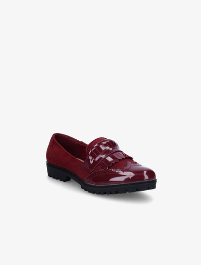 Mocassins bi-matière à franges - Bordeaux - 2