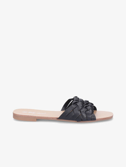 Mules tressées en simili - Noir - 1
