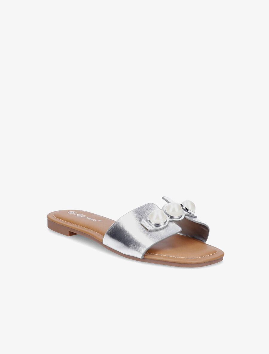 Mules stylisées à perles - Argent - 2