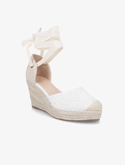 Sandales compensées en crochet à nouer - Blanc - 2
