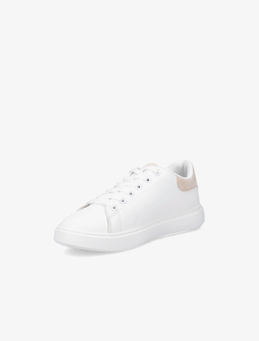 Sneakers à contrefort et languette en suédine - Blanc/nude - 3