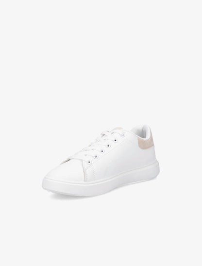 Sneakers à contrefort et languette en suédine - Blanc/nude - 3