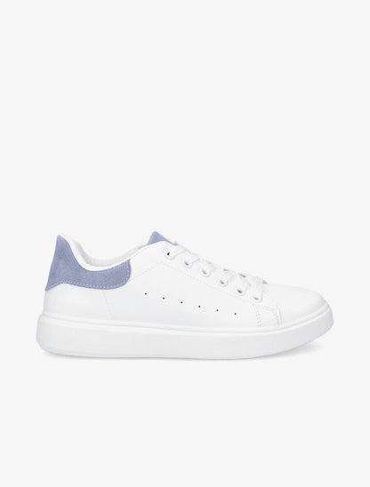 Sneakers à contrefort et languette en suédine - Blanc/bleu layette - 1