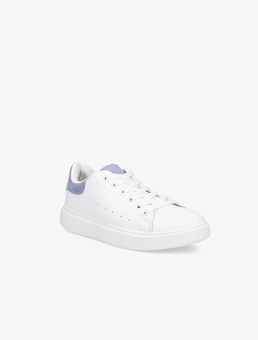 Sneakers à contrefort et languette en suédine - Blanc/bleu layette - 2