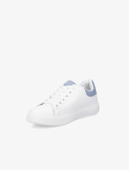 Sneakers à contrefort et languette en suédine - Blanc/bleu layette - 3