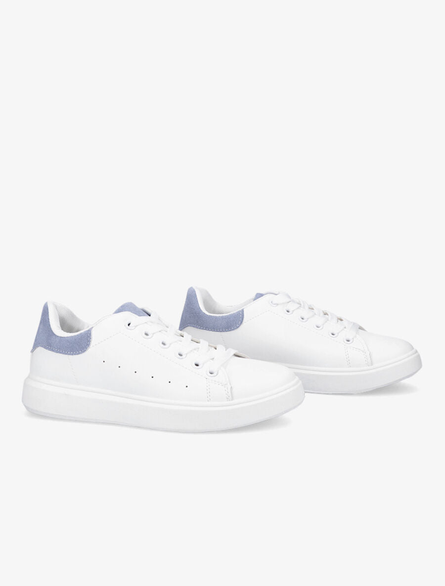 Sneakers à contrefort et languette en suédine - Blanc/bleu layette - 4