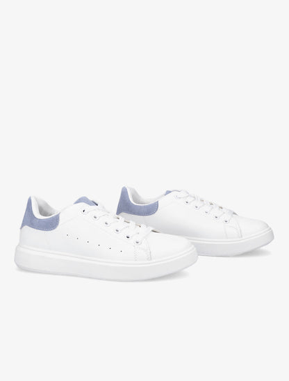 Sneakers à contrefort et languette en suédine - Blanc/bleu layette - 4