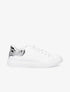 Sneakers à contrefort pailleté et imprimé python - Blanc/noir - 1
