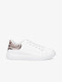 Sneakers à contrefort pailleté et imprimé python - Blanc/beige - 1