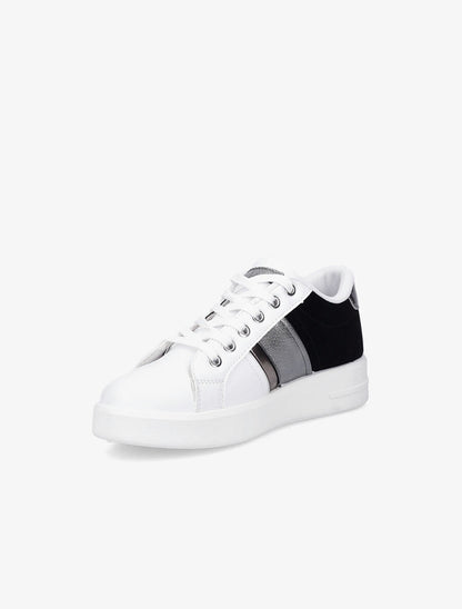 Sneakers bimatière et à bande irisée - Blanc/noir - 3