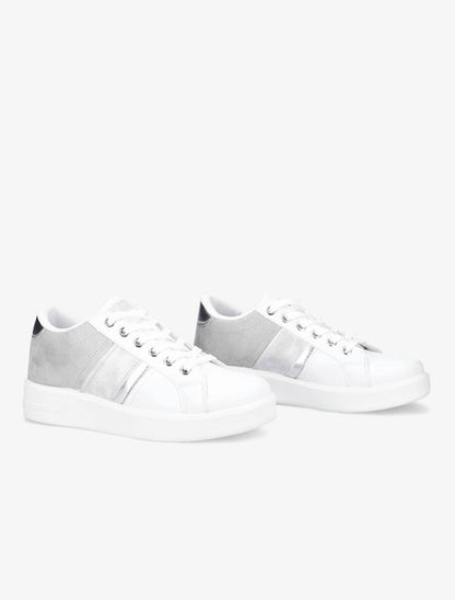 Sneakers bimatière et à bande irisée - Blanc/gris souris - 4