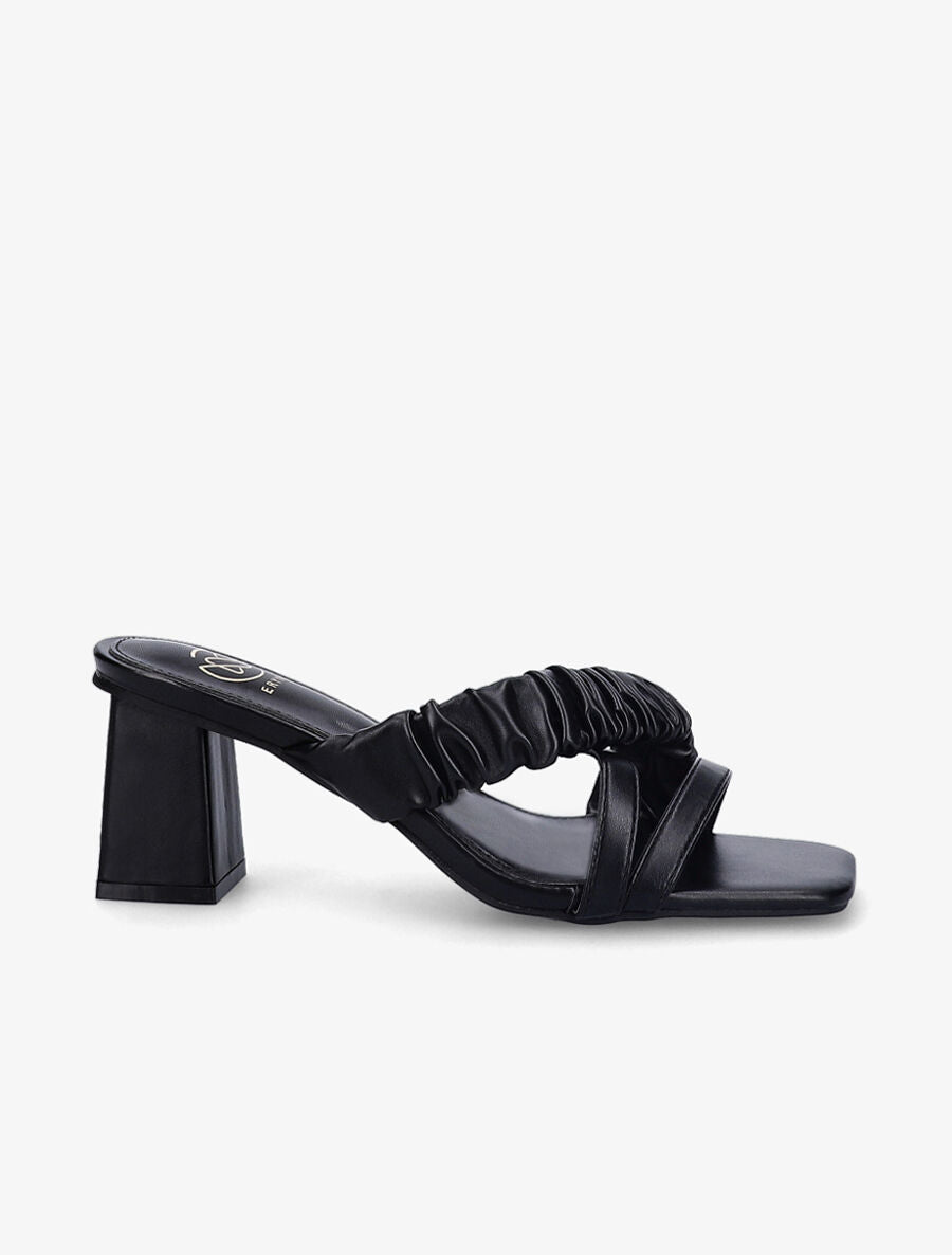 Mules à talon carré et brides stylisées - Noir - 1
