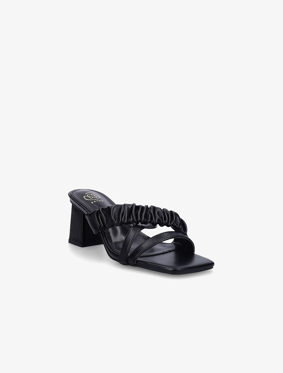 Mules à talon carré et brides stylisées - Noir - 2