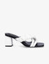 Mules à talon carré et brides stylisées - Blanc - 1