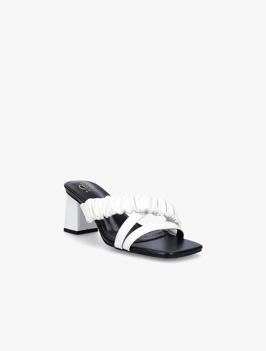 Mules à talon carré et brides stylisées - Blanc - 2